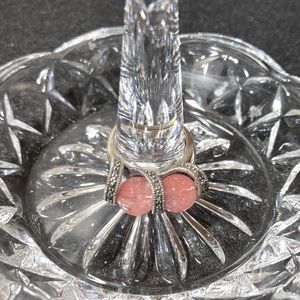 Marcasite Sterling Silver/Strawberry Quartz Ring